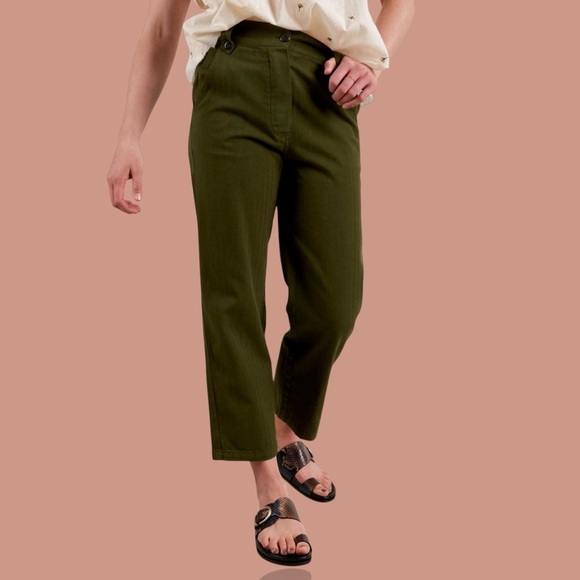 NWT THE GREAT. ‘The Highwaist Trouser’ in “Army” Size 28 - Picture 1 of 16